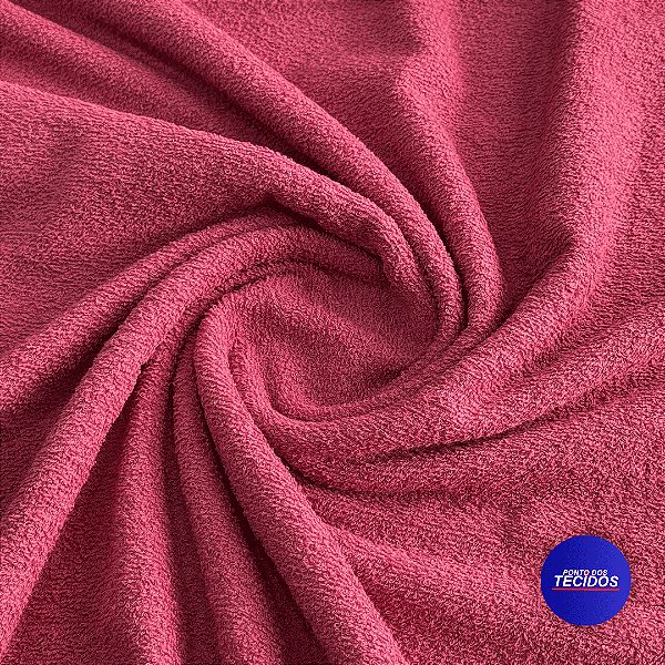 Tecido Atoalhado Felpudo 100% Algodão – Alta Absorção e Maciez - 0,50cm X 1,40m - ROSA CEREJA