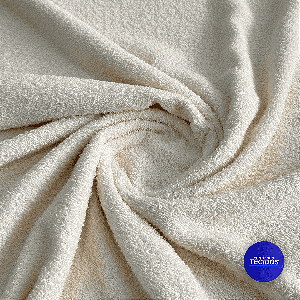 Tecido Atoalhado Felpudo 100% Algodão – Alta Absorção e Maciez - 0,50cm X 1,40m - PEROLA