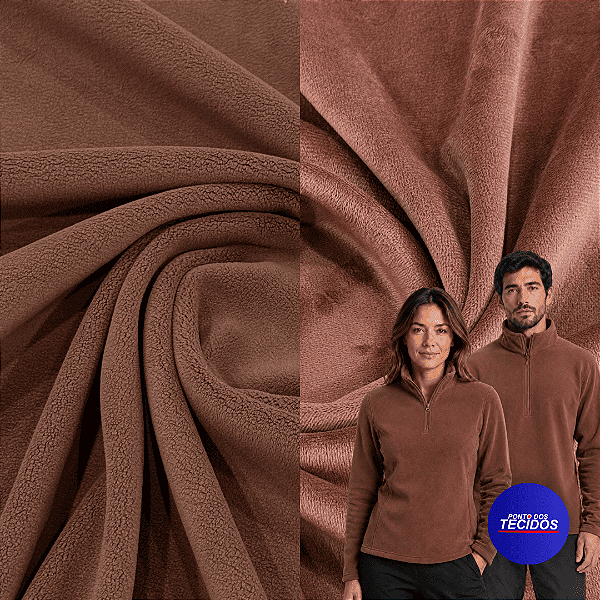 Tecido Malha Térmica Fleece Alpine Premium | 1,65m | Marrom Barro