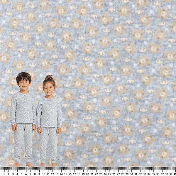 Tecido Microsoft Pettenati Estampado Antialérgico - 1m X 1,63m - Ursinho Azul Bebê