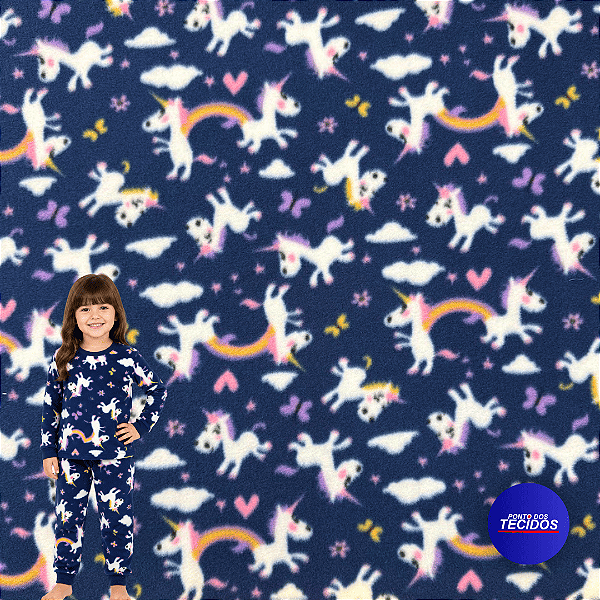 Tecido Microsoft Pettenati Estampado Antialérgico - 1m X 1,63m - Unicornio