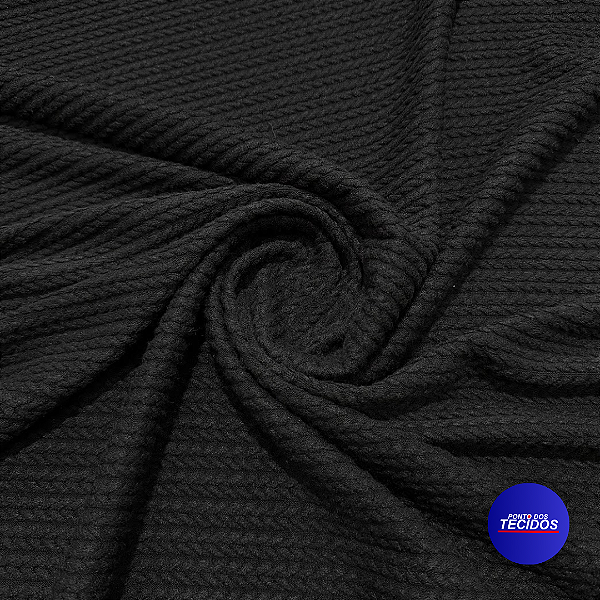 Tecido Malha Tricot Correntes Com Viscose - 1,45m - Preto 310