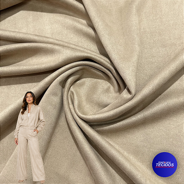 Tecido Malha Scuba Suede Premium – Toque Aveludado | 1m X 1,50m | Creme 29666