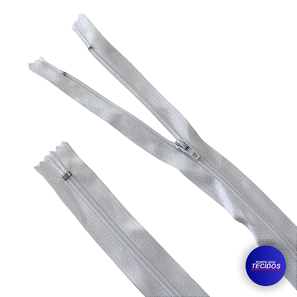 Zíper de Nylon Fino com Reforço 45cm – 100% Poliéster - Branco 110