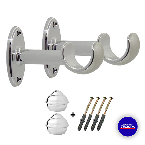 SUPORTE PARA CORTINA GROSSO 28mm PRATIKO PP | CROMADO