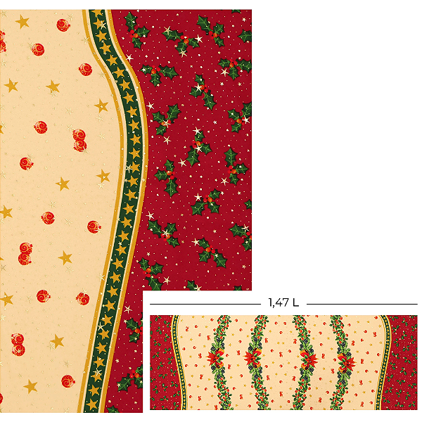Tecido Oxford Estampado Natalino Gotas de Estrela 1m X 1,47 - Guirlanda Clássica 003