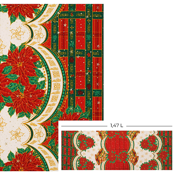 Tecido Oxford Estampado Natalino Gotas de Estrela 1m X 1,47 - Bicos de Papagaio e Sinos 005