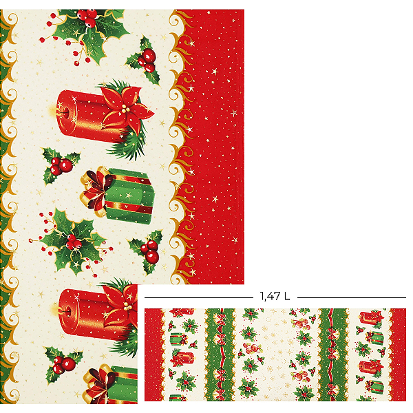 Tecido Oxford Estampado Natalino Gotas de Estrela 1m X 1,47 - Presentes e Sinos 015