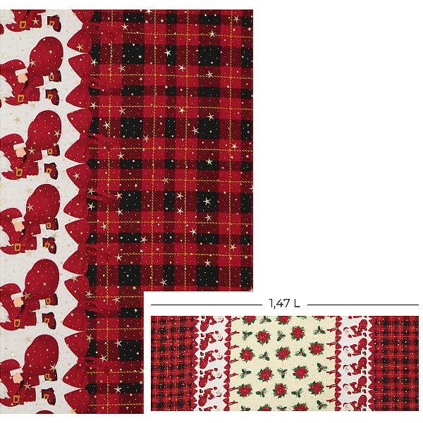 Tecido Oxford Estampado Natalino Gotas de Estrela 1m X 1,47 - Papai Noel e Bico-de-Papagaio 027