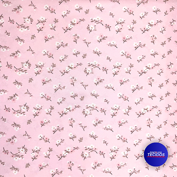 Tecido Oxfordine Estampado Floral digital - 1,50m - Rosa Claro