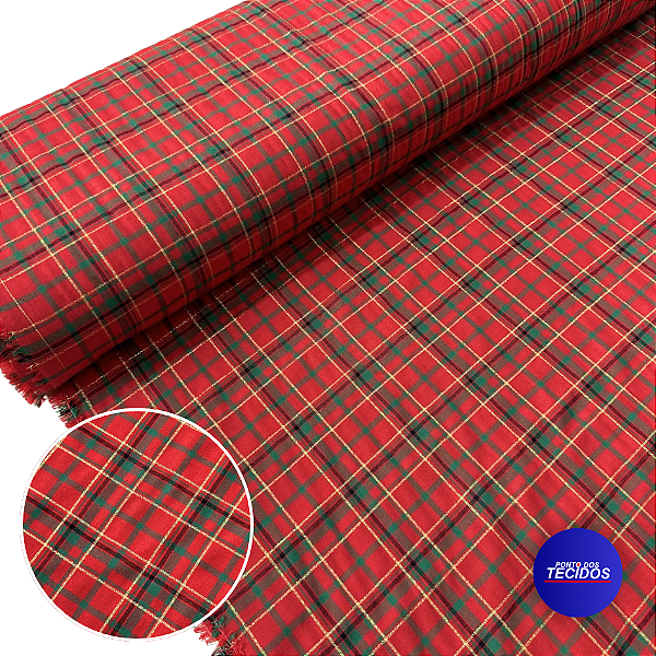 Tricoline Amaciado com Fios Dourados Natalino - 1m X 1,50m - 1062