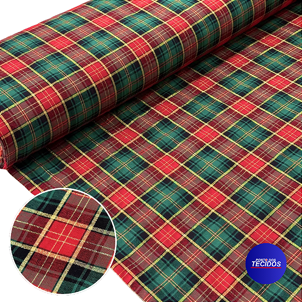 Tricoline Amaciado com Fios Dourados Natalino - 1m X 1,50m - 1053