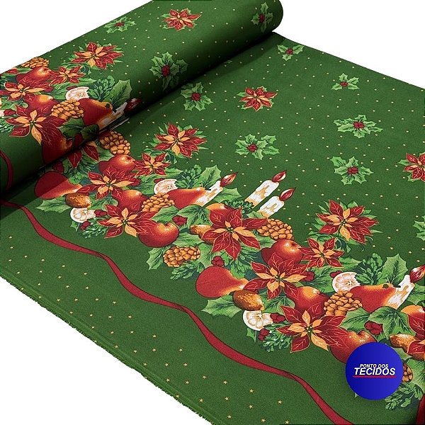 Tecido Oxford Estampado Natalino | 1,47 | Natal Flores e Velas HO4116-1
