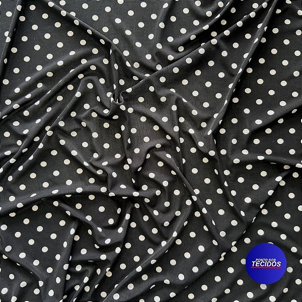 Malha Fria Liganete Estampada - 1m X 1,50m - Poa Preto