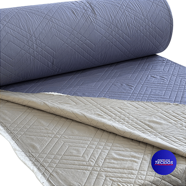 Tecido Matelassê Dupla Face Acolchoado - 2,25m - Cinza com Bege