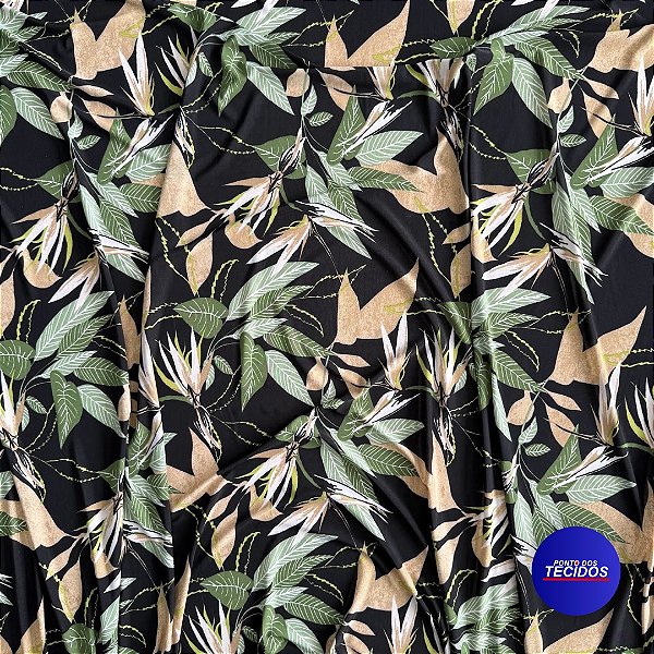 Malha Liganete Estampada - 1m X 1,60m - 529 Preto
