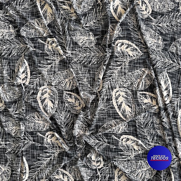 Malha Liganete Estampada - 1m X 1,60m - 532 Preto