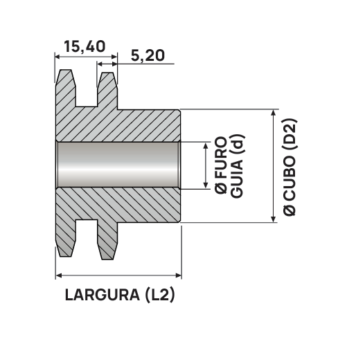 Engrenagem Dupla DIN 06B 13Z C/ Tratamento Térmico nos Dentes