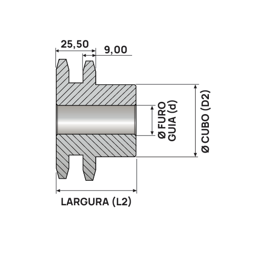 EngrenagemDupla DIN 10B 19Z C/Tratamento Térmico nos Dentes
