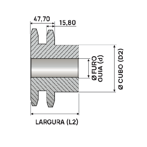Engrenagem Dupla DIN 16B 14Z C/Tratamento Térmica nos Dentes