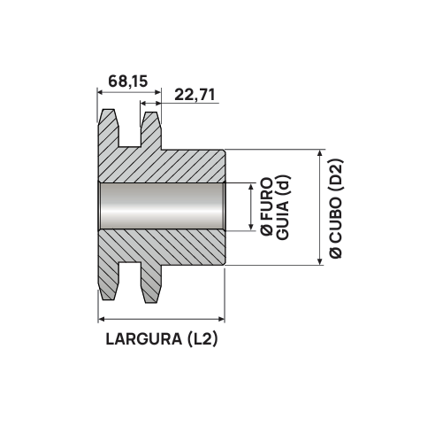 Engrenagem Dupla ASA 120 14Z C/Tratamento Térmico no Dentes