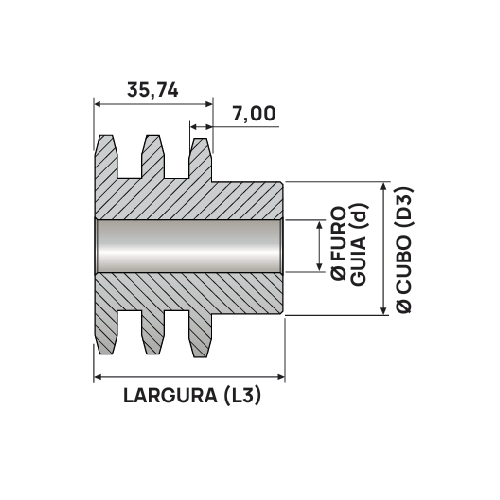 Engrenagem Tripla ASA 40 13Z C/Tratamento Térmico nos Dentes