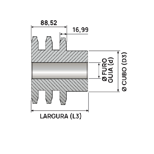 Engrenagem Tripla ASA 100 11Z C/Tratamento Térmico nos Dentes