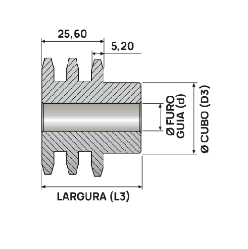 Engrenagem Tripla DIN 06B 15Z C/Tratamento Térmico nos Dentes