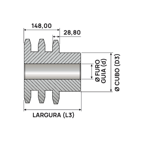 Engrenagem Tripla DIN 28 25Z