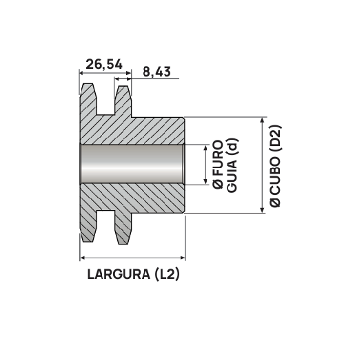 Engrenagem Dupla Inox 304 ASA 50 11Z