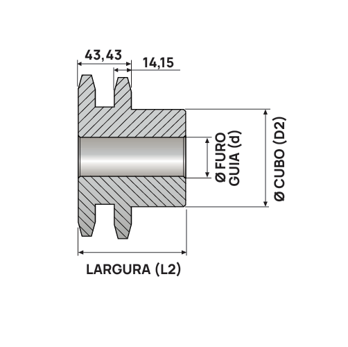 Engrenagem Dupla Inox 304 ASA 80 26Z