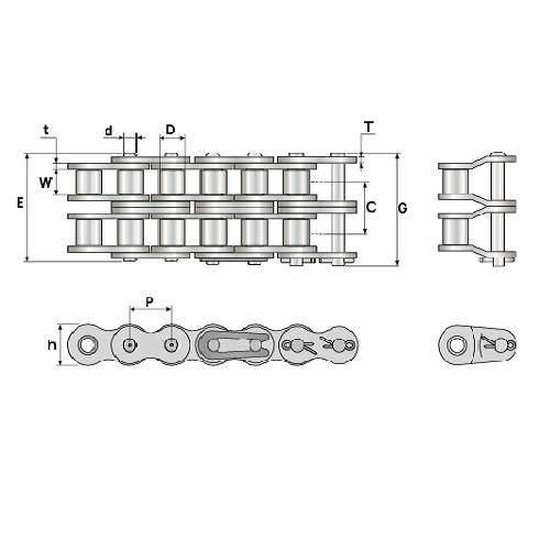 Corrente Dupla de Rolo Inox ASA 60-2SS