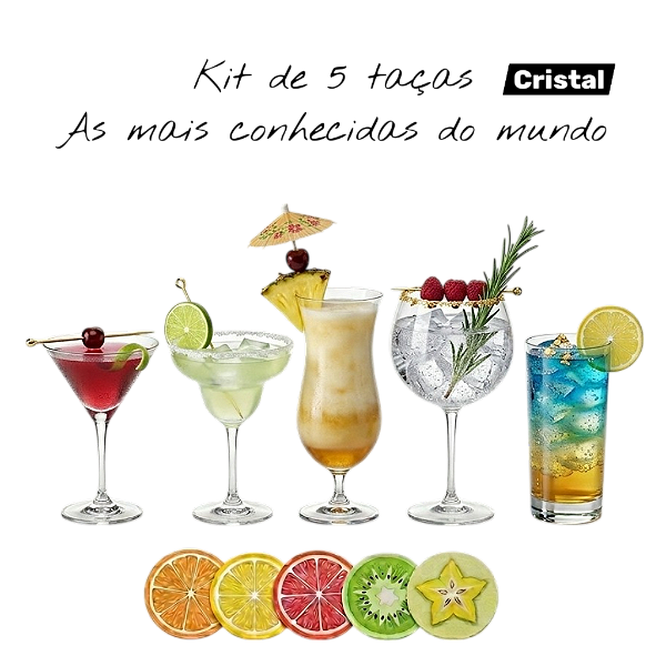 Kit 5 Taças Drinks (Cristal)