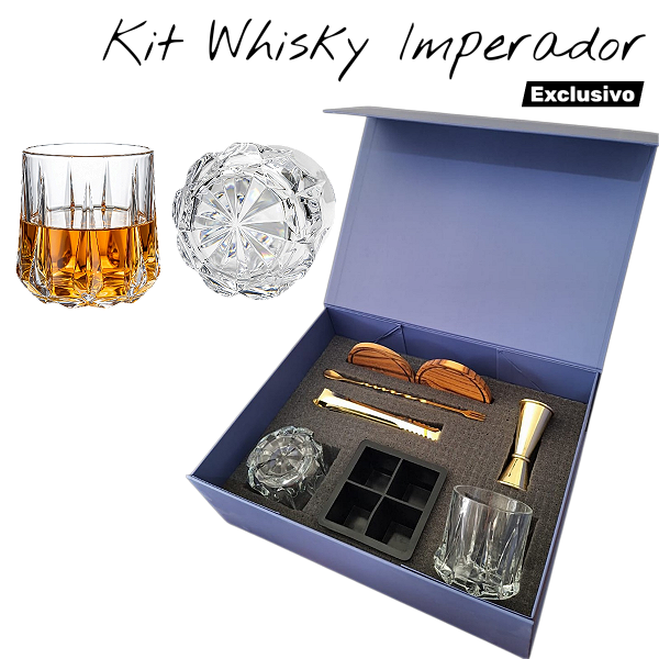 Kit Whisky / Drinks - 02 Copos Imperador + Acessórios