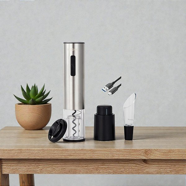 Kit Abridor de Vinho Prata