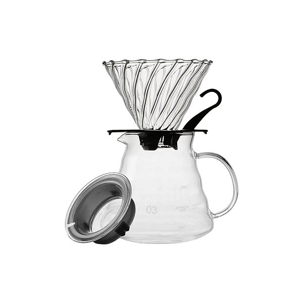 Kit Cafeteira e Coador de vidro 600 ml