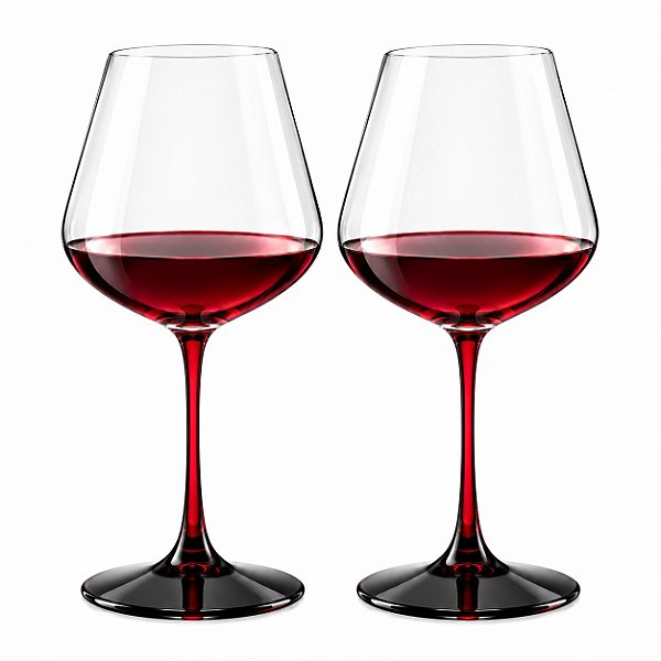2 Taça de Vinho Haste Vermelha - Romance