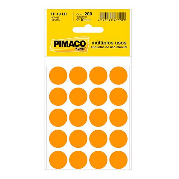 Etiqueta Pimaco TP 19 Laranja PCT C/200 UN