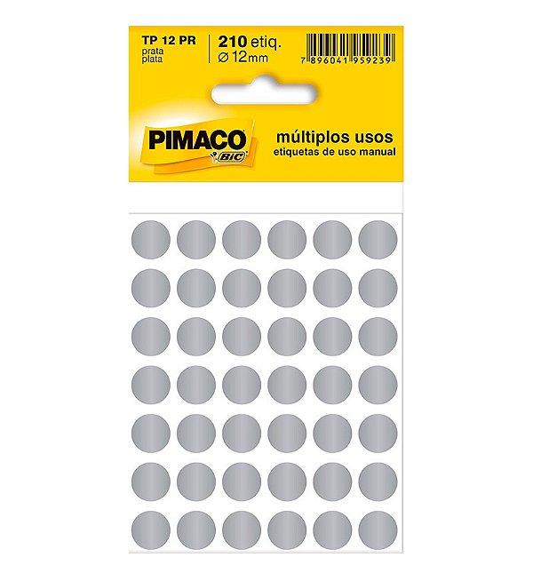Etiqueta Pimaco TP 12 Prata PCT C/210 UN