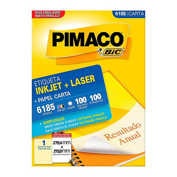 Etiqueta Pimaco InkJet+Laser Branca Carta 6185