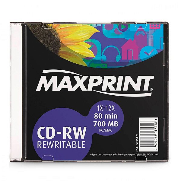 CD-RW Regravável Slim Maxprint