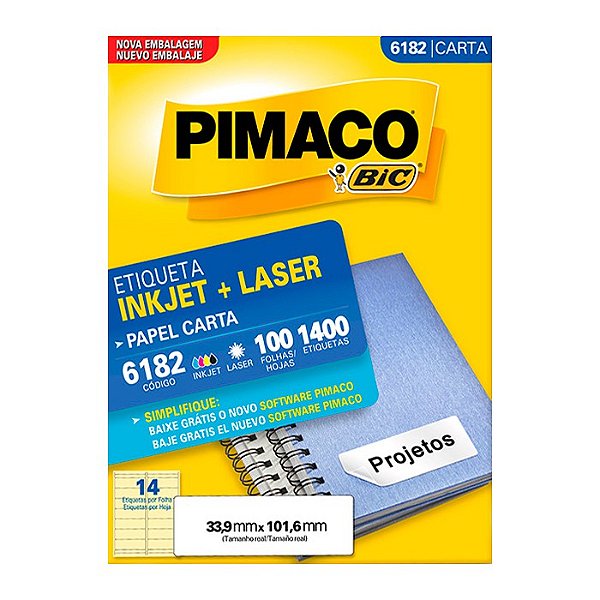 Etiqueta Pimaco InkJet+Laser Branca Carta 6182