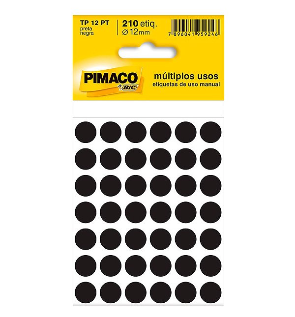 Etiqueta Pimaco TP 12 Preta PCT C/210 UN