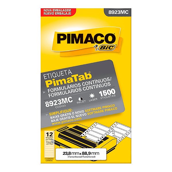 Etiqueta Pimaco Impressora Matricial 8923MC 1 Carreira