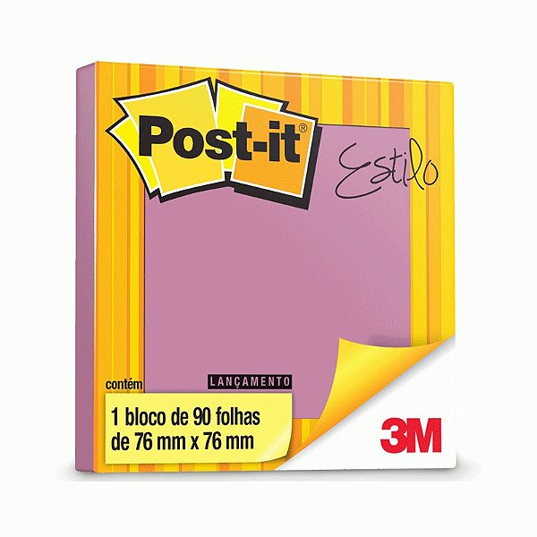 Bloco Adesivo Post-it 3M 654 76x76mm Lilás