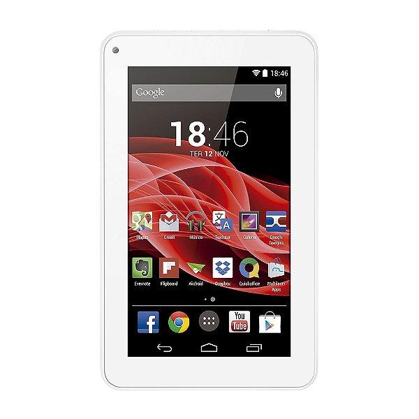 Tablet Multilaser M7S Branco Quad Core Android 4.4 Kit Kat Dual Câmera Wi-Fi Tela Capacitiva 7 Memória 8GB - NB185