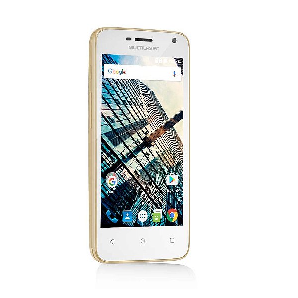 Smartphone Multilaser MS45S Dourado Tela 4.5" Câmera 3 MP + 5 MP 3G Quad Core 8GB Android 6 - P9042