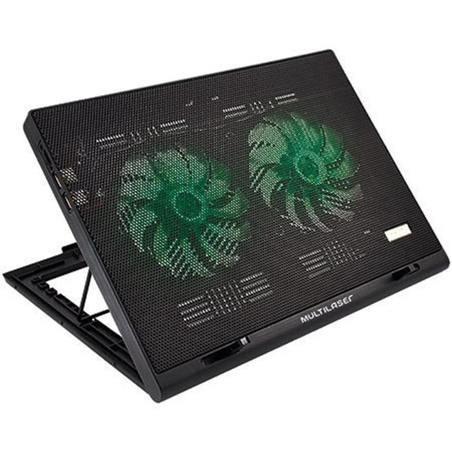 Cooler para Notebook Warrior Power Gamer LED Verde Luminoso - AC267