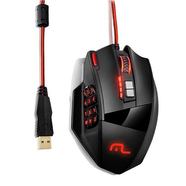 Mouse Multilaser Gamer Laser 18 Botões 4000Dpi Preto USB - MO206