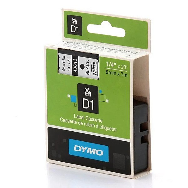 Fita Poliéster D1 Rotulador Dymo LM 6 MM X 7 M Preto/Branco Ref.: 43613